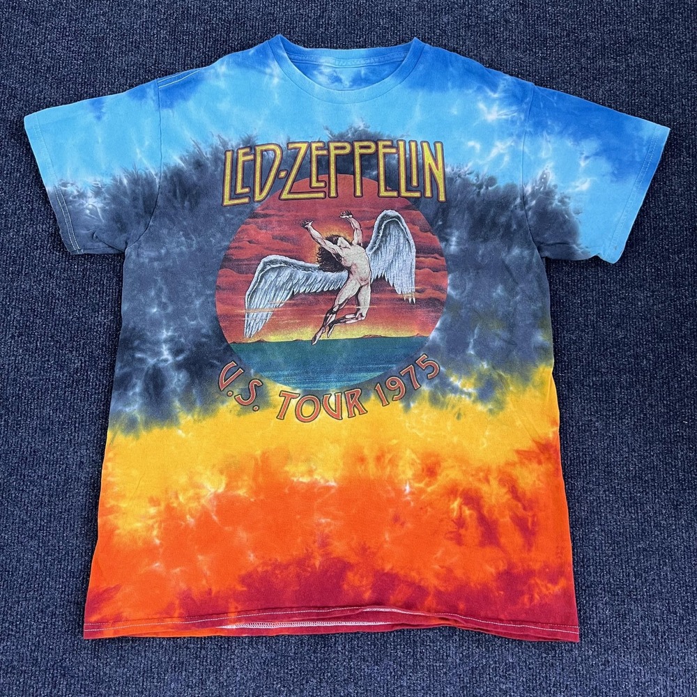 Led Zeppelin Shirt Mens Medium Tie Dye U.S. Tour 1975 Icarus Graphic Tee T-Shirt